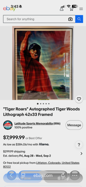 Tiger Woods Limited Edition Lithograph
