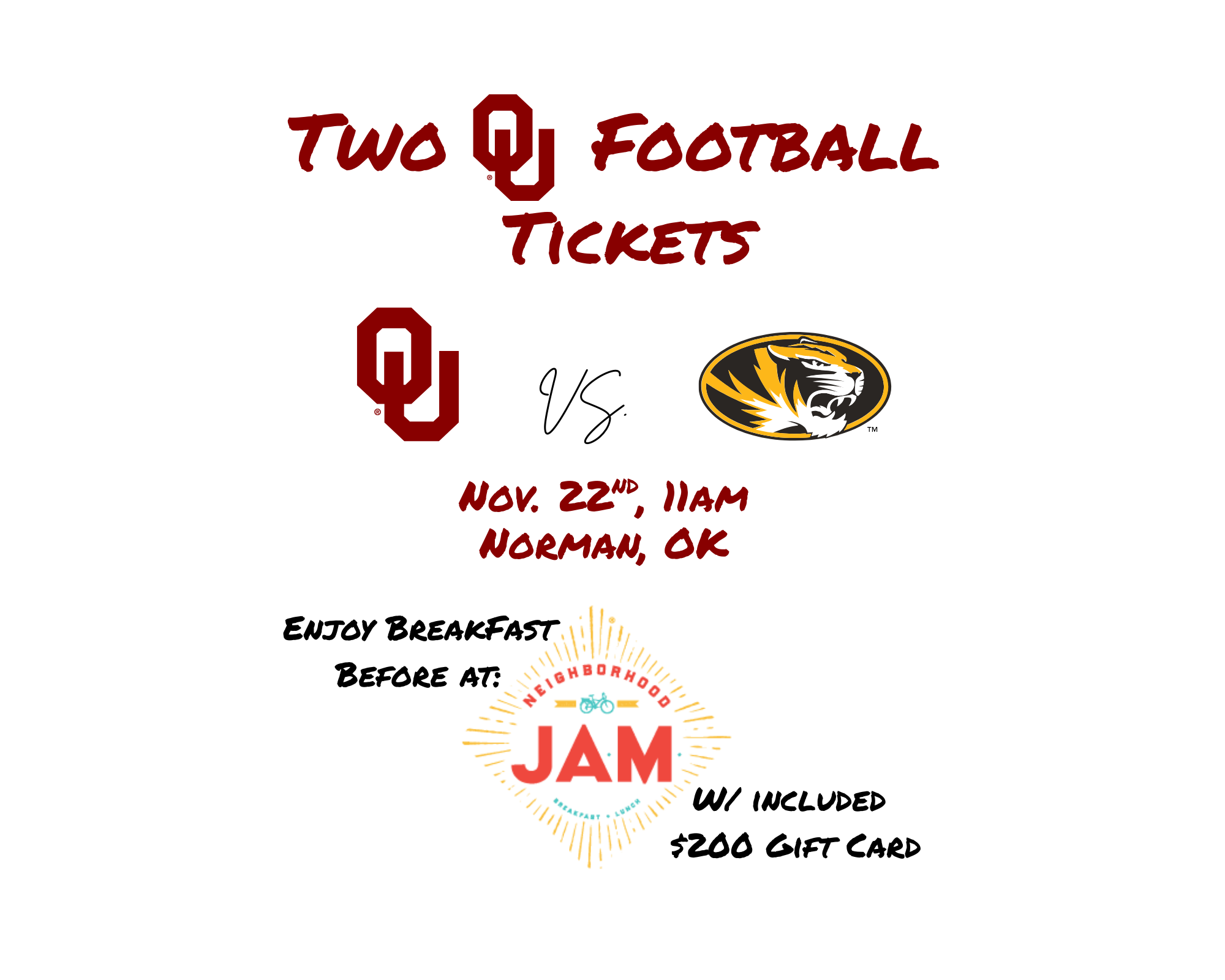 6th Annual St. Mary's Golf Tournament - Default Image of 2 OU Football Tickets