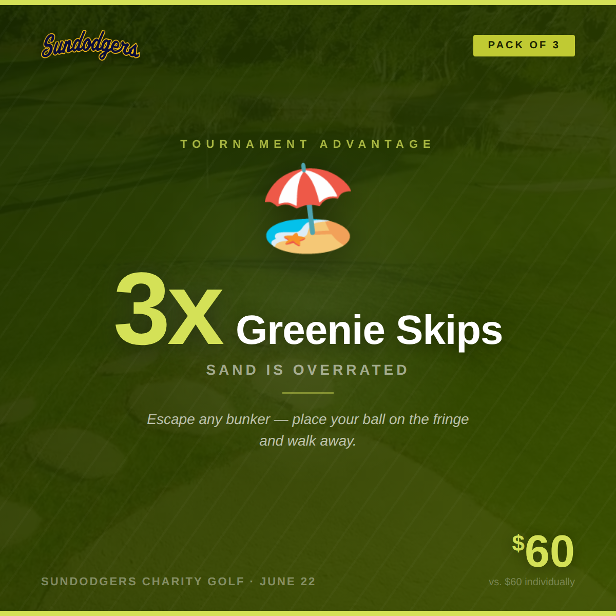 Sundodgers Charity Golf Tournament - Default Image of 3x Greenie Skips