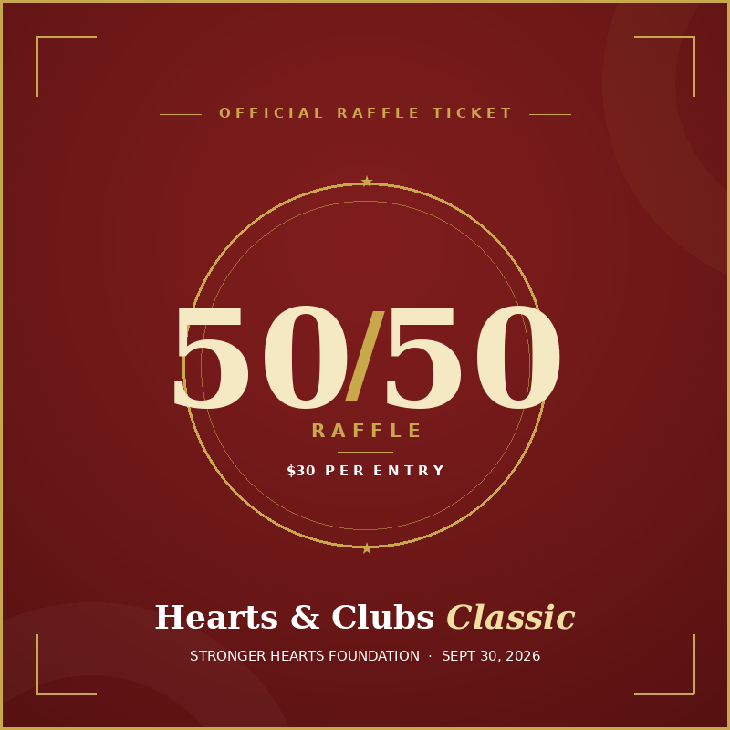 Hearts & Clubs Classic - Default Image of 50/50 Raffle Ticket