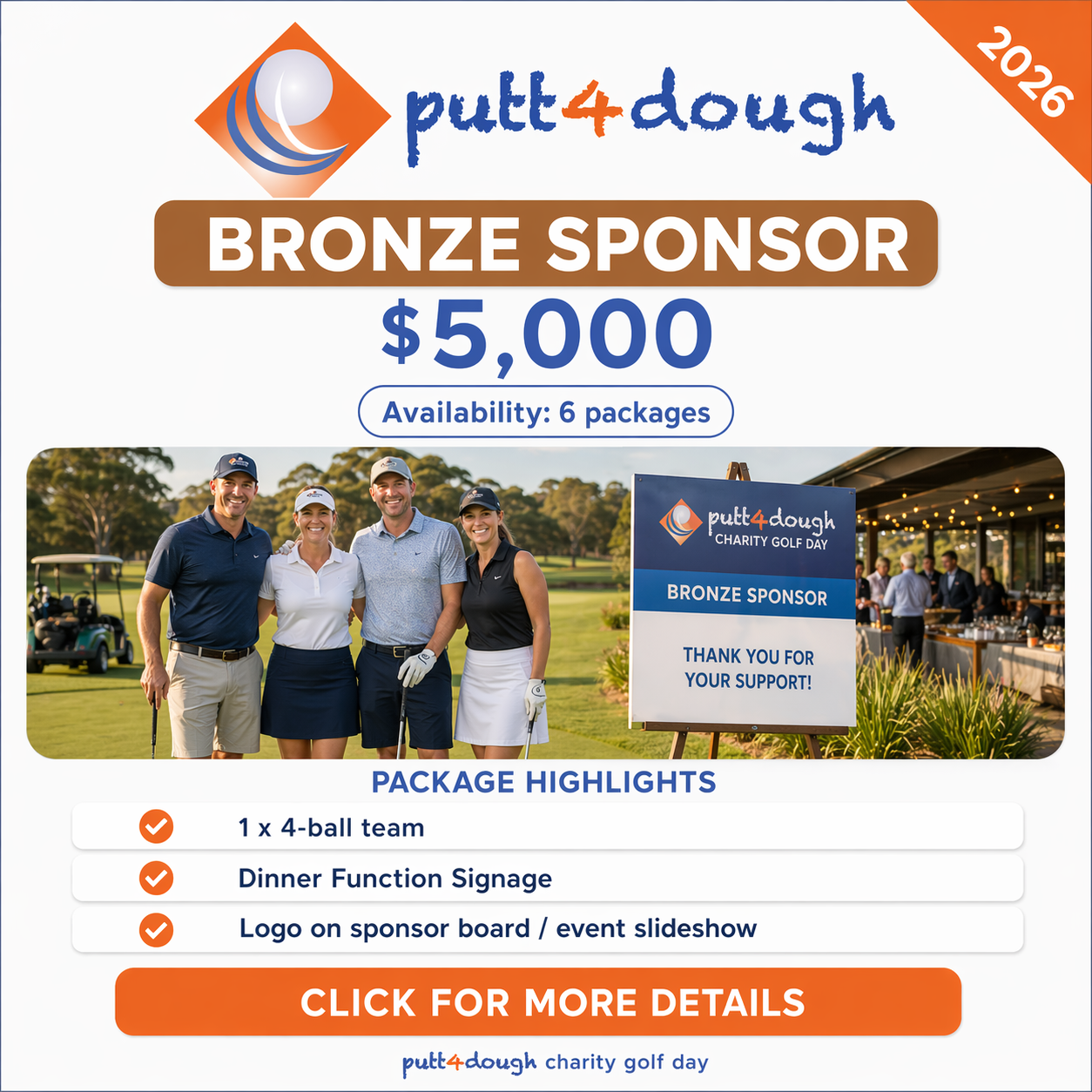 putt4dough 2026 - Default Image of Bronze Sponsorship Package