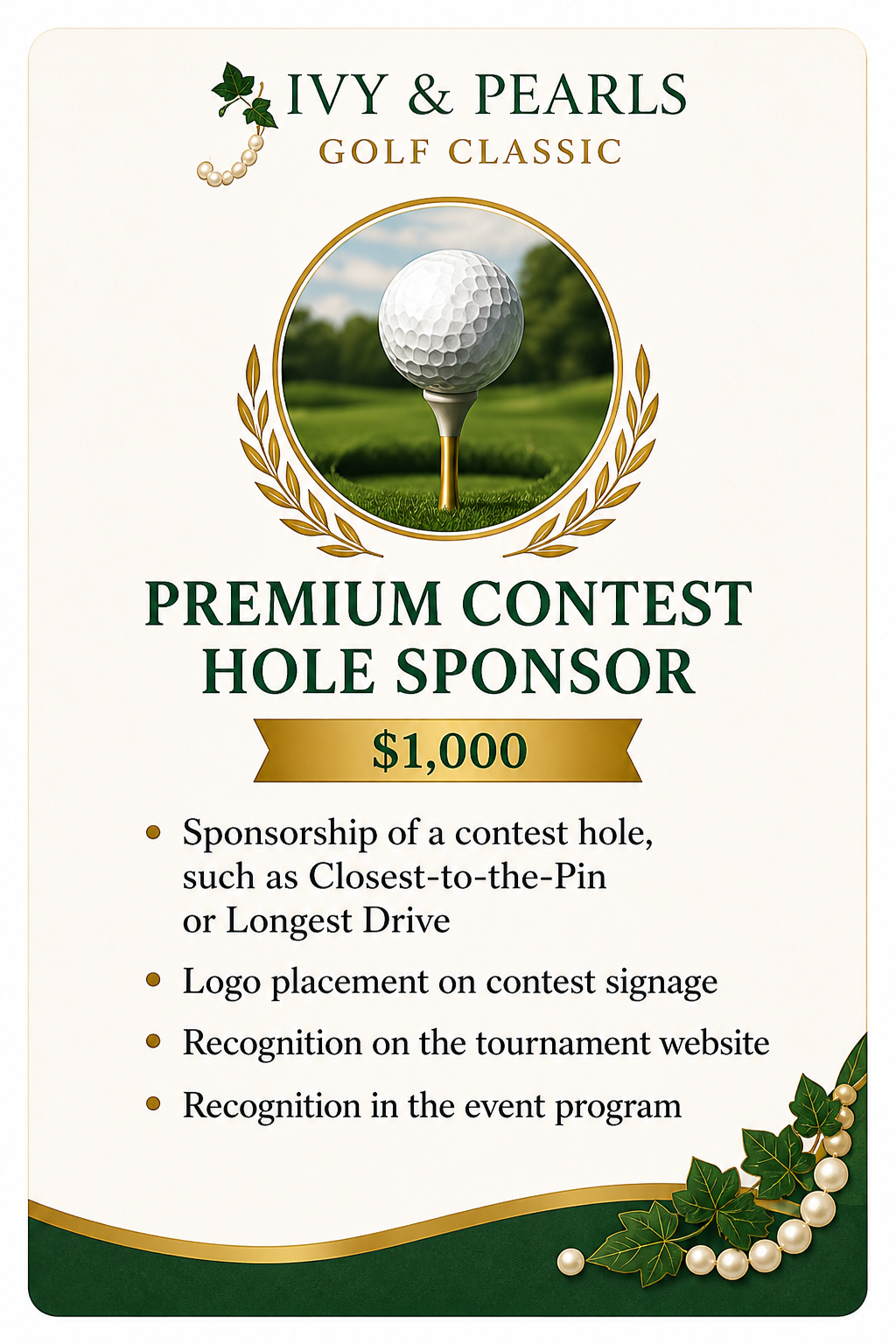 Ivy & Pearls Golf Classic - Default Image of Premium Contest Hole Sponsor