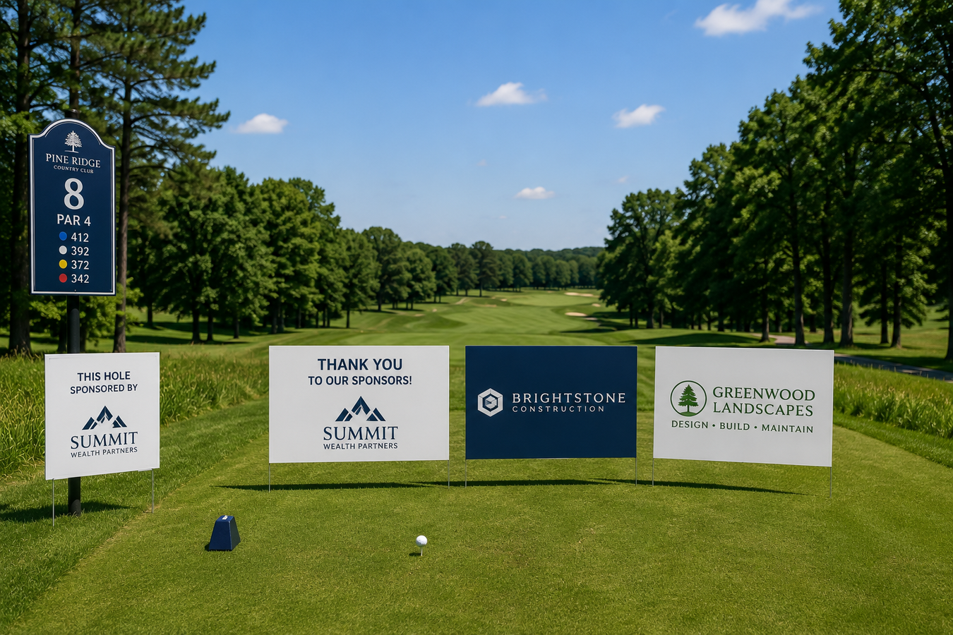 Image of Hole Sponsor - Sign with logo on a designated tee box