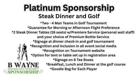 Image of STEAK DINNER AND GOLF - Platinum Sponsorship 