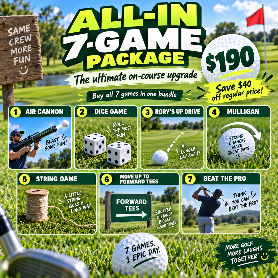 Image of ALL-IN 7-Game Package (Air Cannon, Dice Game, Rory's Up Drive, Mulligan, String Game, Move up to Forward Tees and Beat the Pro)