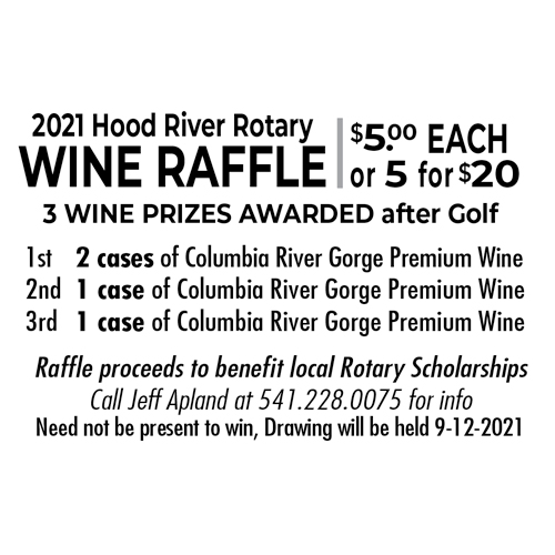 "Chipping In For Scholarships", The Hood River Rotary Club & Foundation 2021 Golf Tournament, Wine Tasting, Silent Auction & Raffle Prizes - Default Image of Wine Raffle Ticket (5)