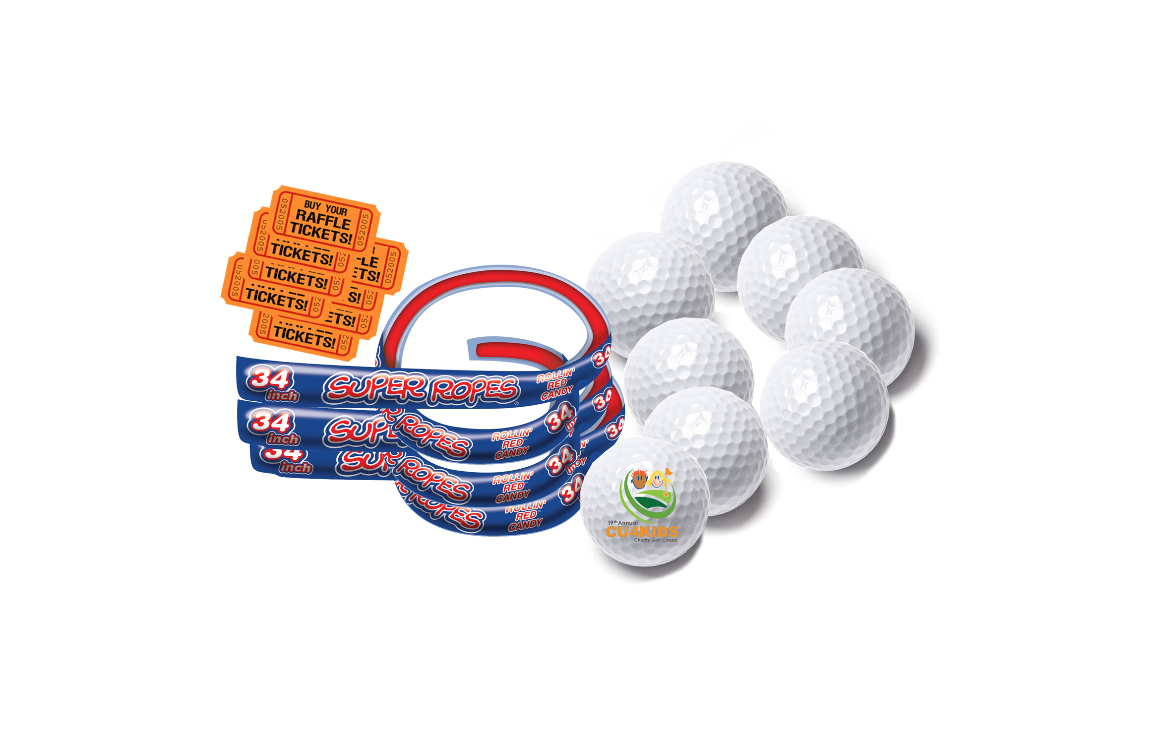 19th Annual CU4KIDS Charity Golf Classic - Default Image of TEAM PACKAGE - 4 licorice Ropes, 8 Raffle Tickets, 16 Mulligans, 4 Pars, 8 Helicopter Drop Golf Balls 