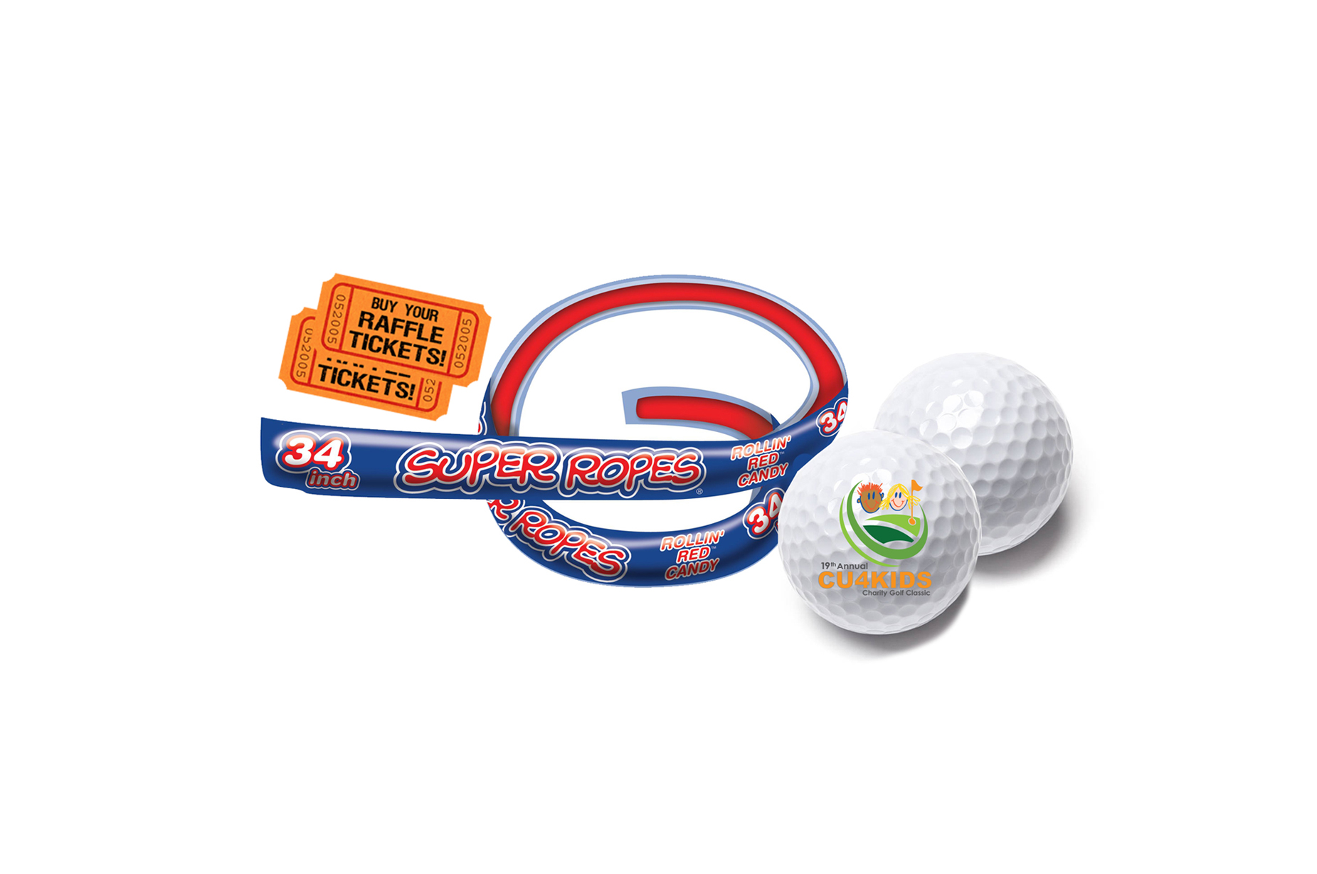 19th Annual CU4KIDS Charity Golf Classic - Default Image of INDIVIDUAL PACKAGE - 1 licorice rope, 2 Raffle Tickets, 5 Mulligans, 1 Par & 2 Helicopter Drop Golf Balls 