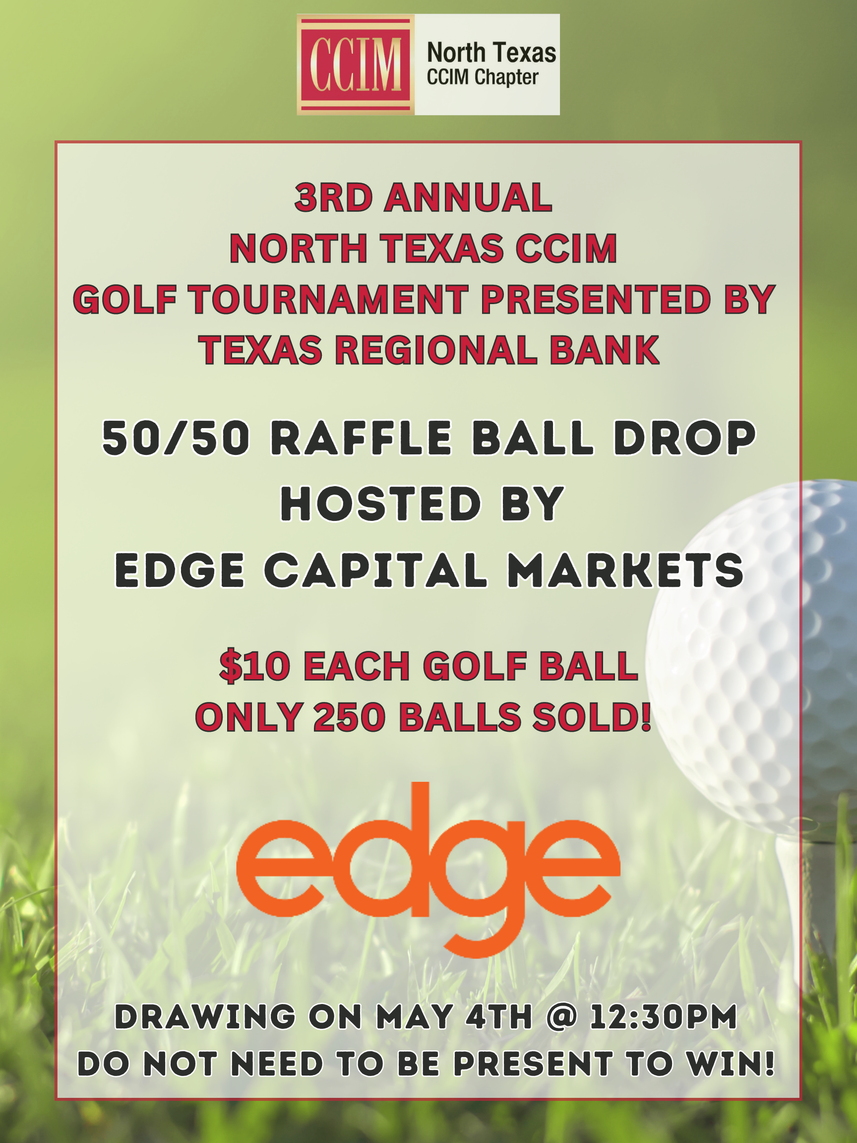3rd Annual North Texas CCIM Golf Tournament Presented by Texas Regional Bank - Default Image of 50/50 Raffle Ball Drop