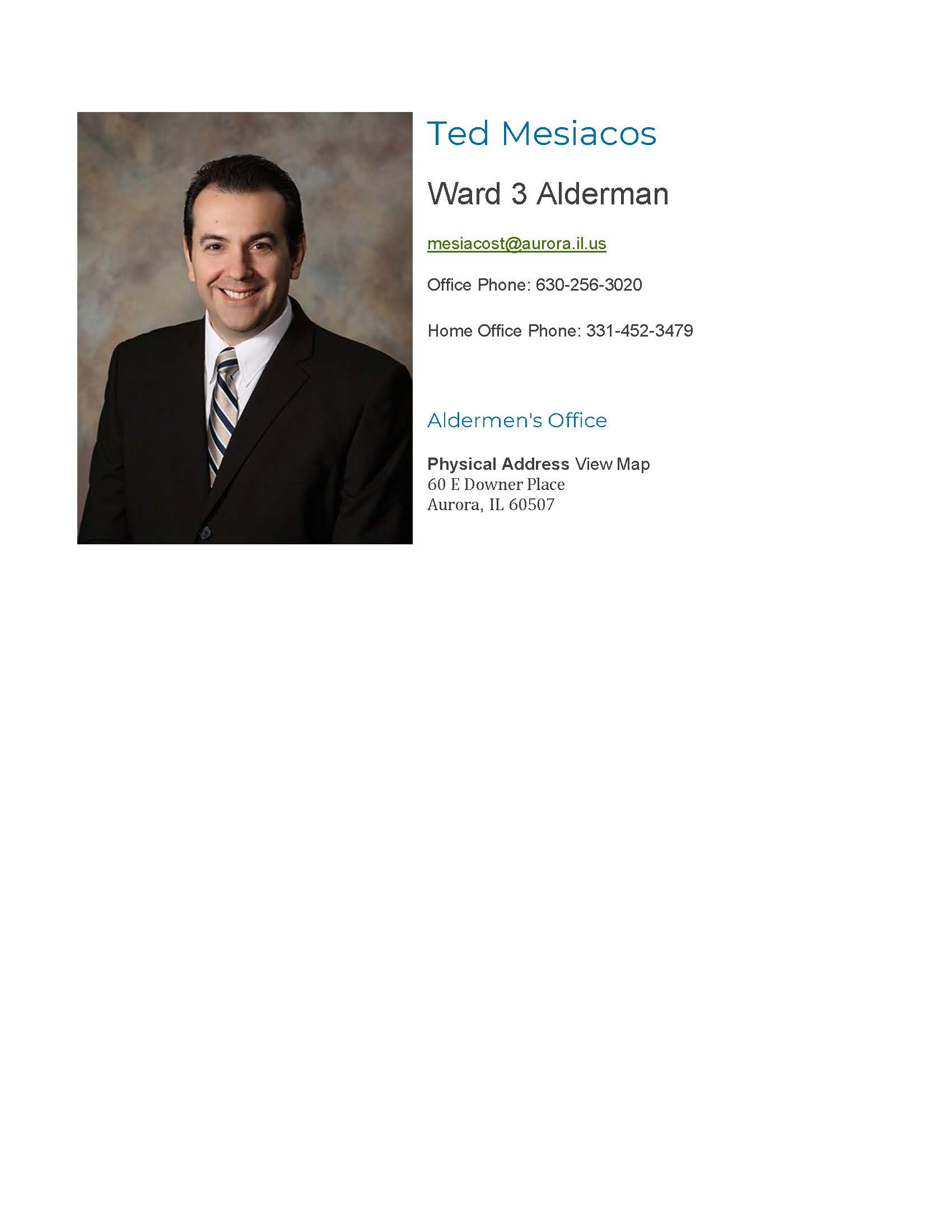 Bronze Corporate Sponsor - Alderman Ted Mesiacos - Logo