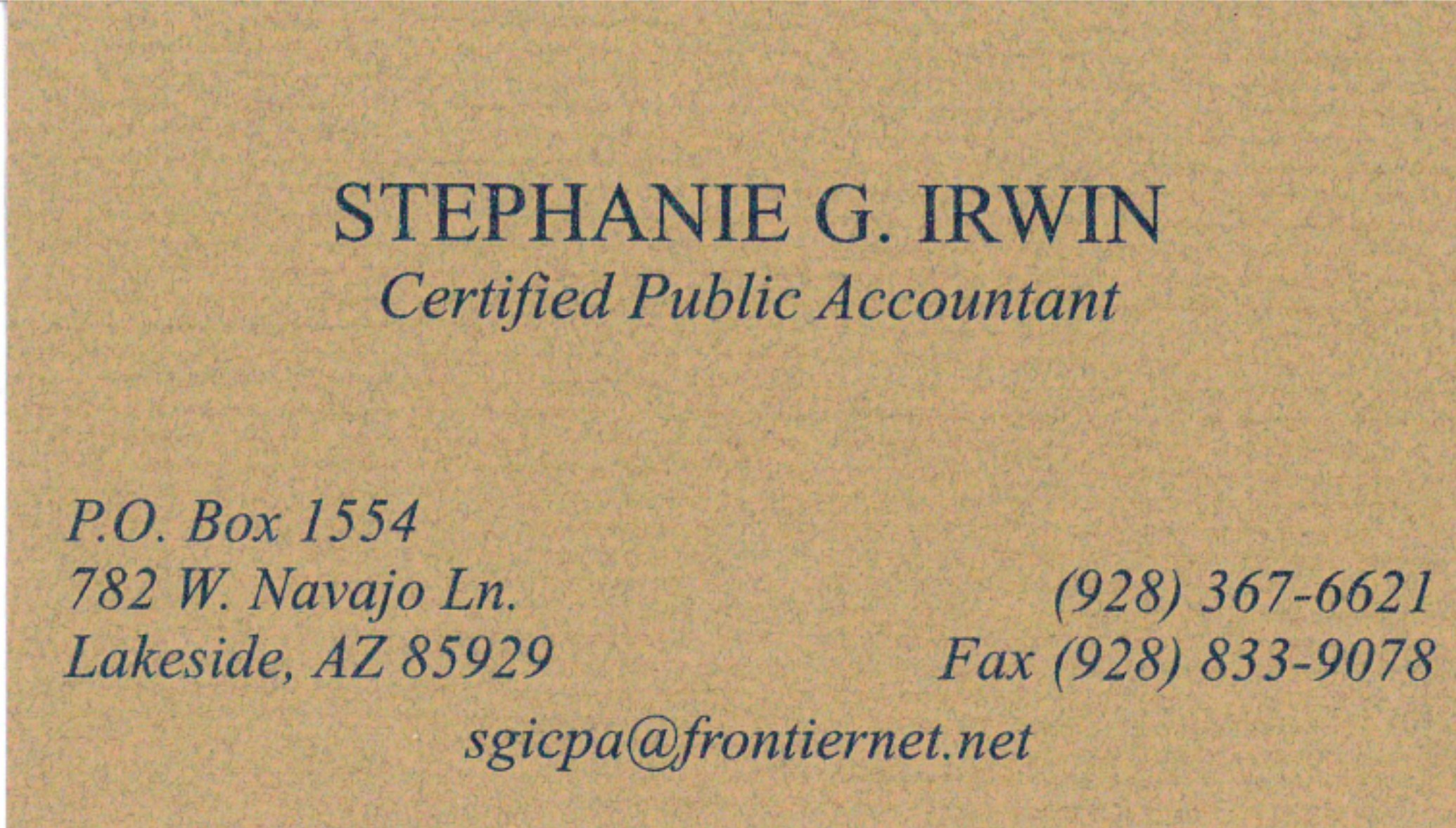 $100 Hole Sponsor - Stephanie Irwin, CPA - Logo