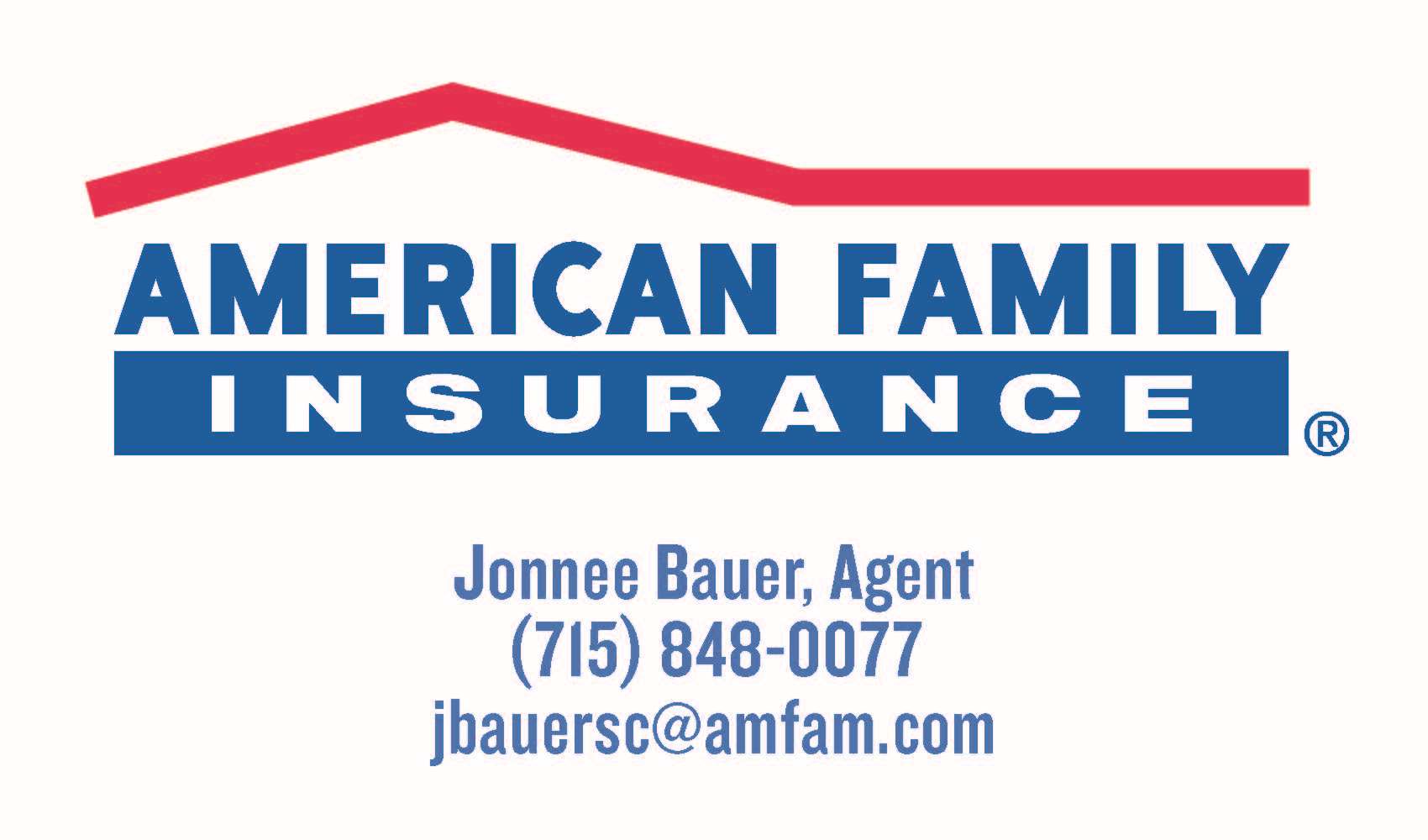 Golf Cart Sponsor - Jonnee Bauer Agency American Family Insurance - Logo