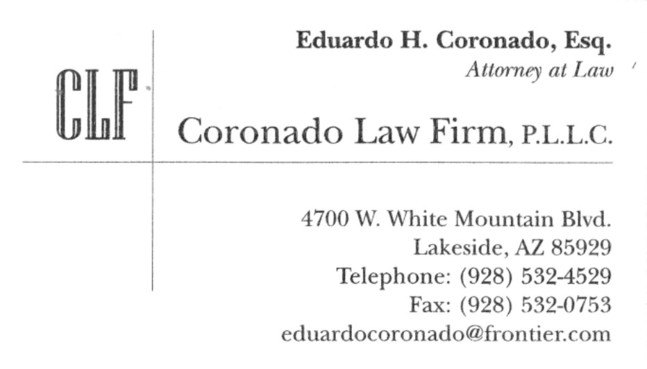 $250 GOLDEN EAGLE Project Hole Sponsor - Eduardo Coronado - Logo