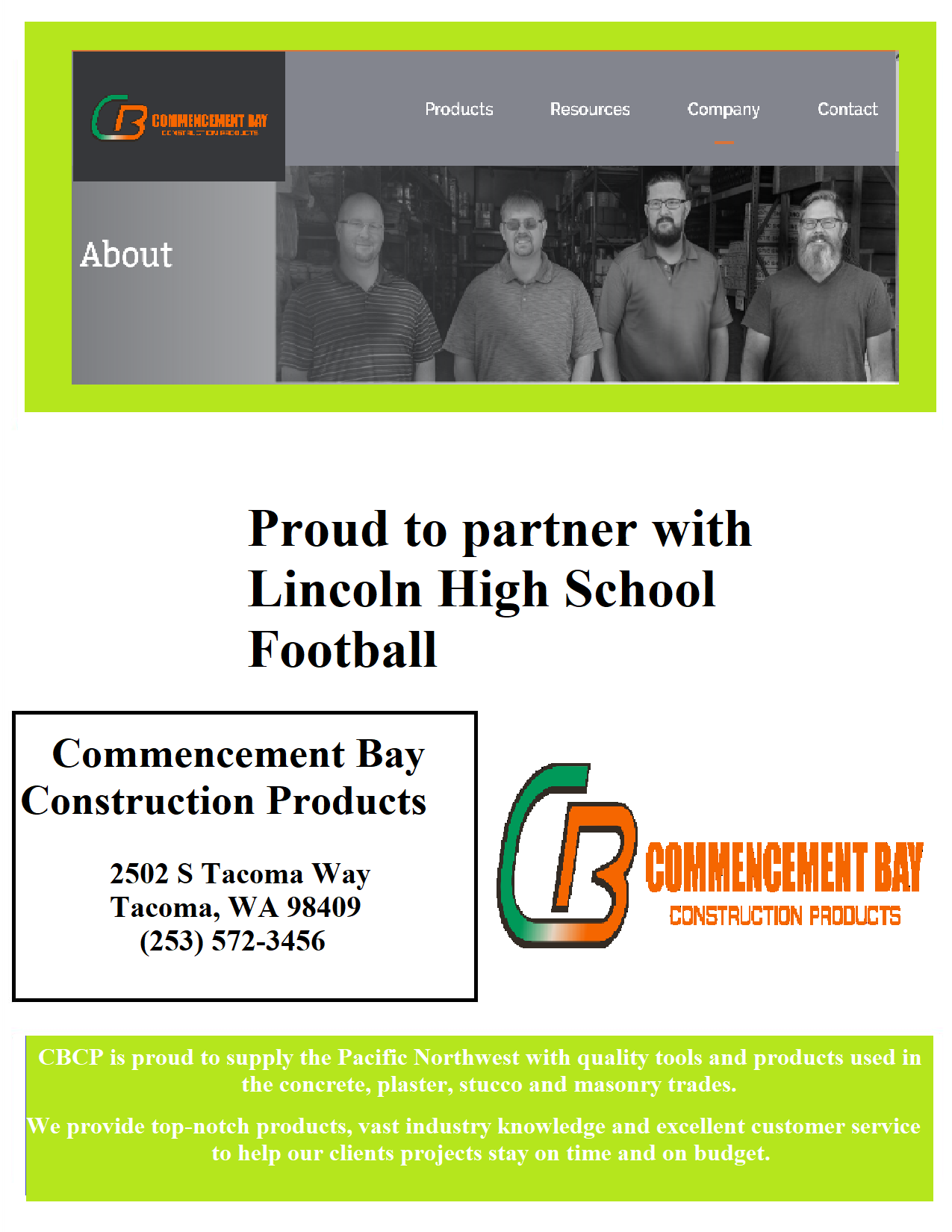 Commencement Bay Construction Products