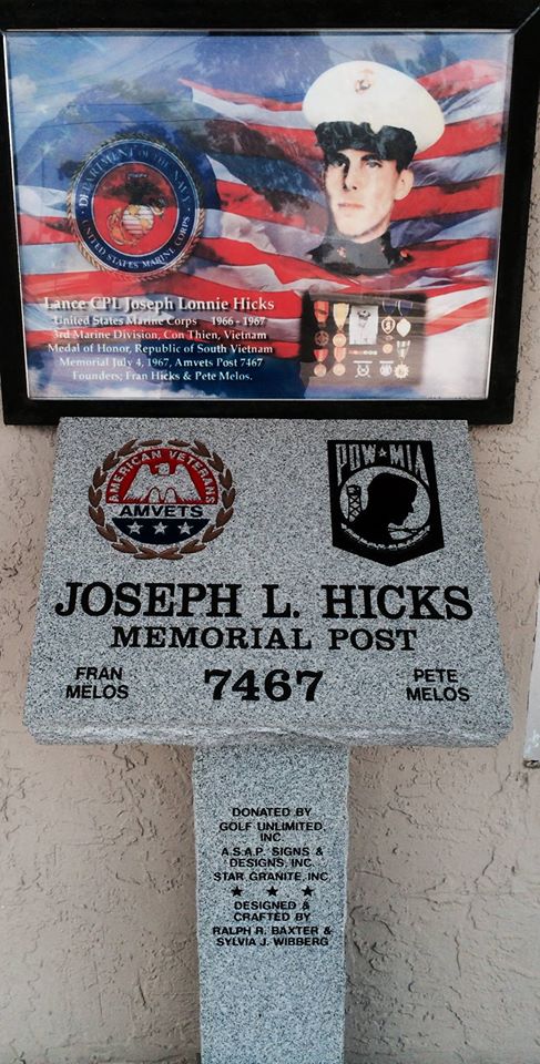 Gold $350 Recognition on Tournament Handouts, Foursome in Tournament, Hole Sponsor Sign -  AM Vet Post 7467  - Logo