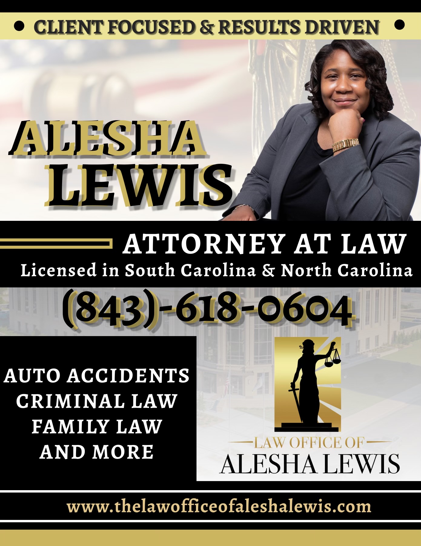 Cart Sign Sponsor  - The Law Office of Alesha Lewis, LLC - Logo