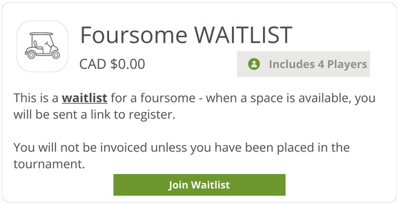 Foursome Waitlist