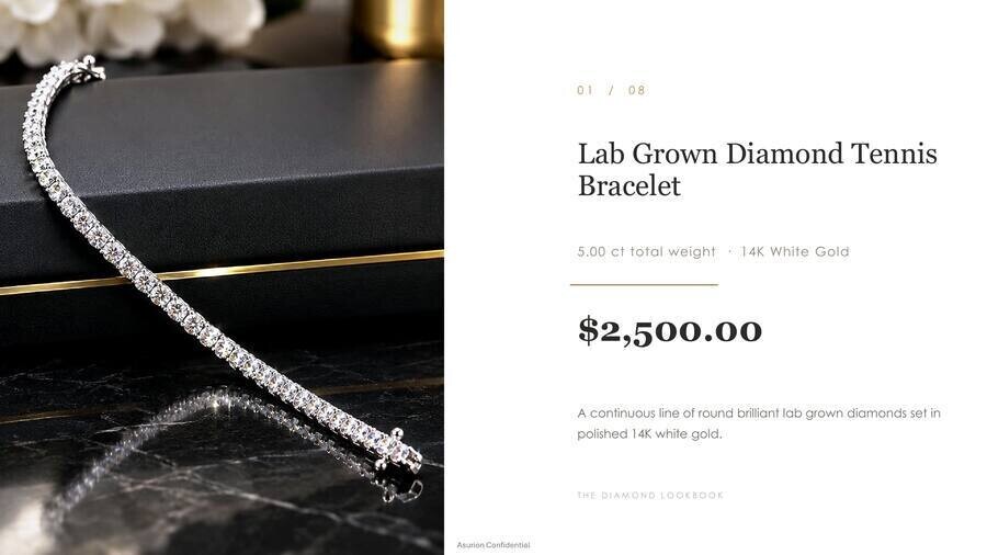 5-carat lab-grown diamond tennis bracelet in 14K white gold