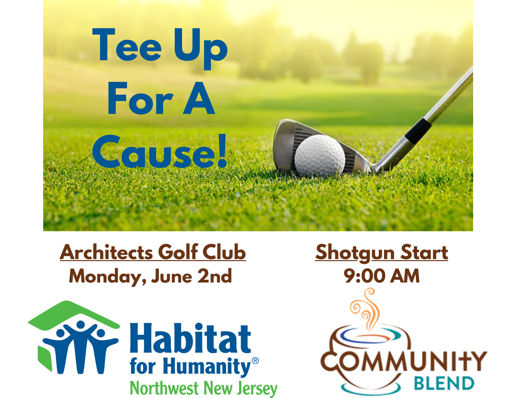 "Tee Up For A Cause" Habitat NWNJ & Community Blend Benefit logo