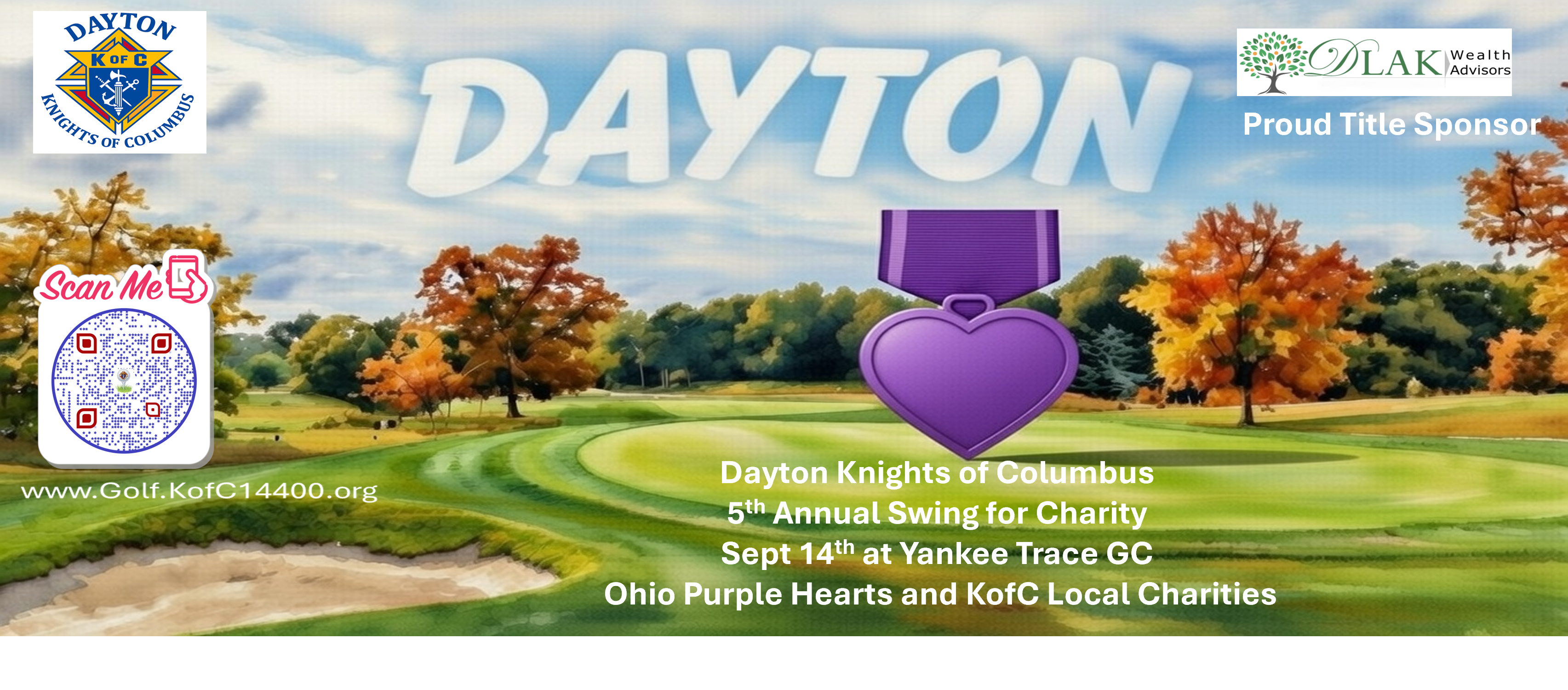 2026 Dayton KofC "Swing for Charity" logo